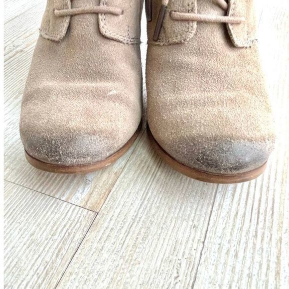 Toms Lunata Burnished Suede Lace Up Ankle Boots | Desert Taupe Size 8.5 - Picture 4 of 7